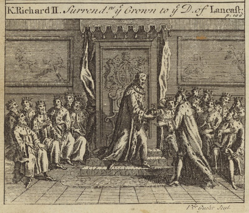 Kung Richard II överlämnade Englands krona till Henry Bolingbroke, hertig av Lancaster, 1399 av European School