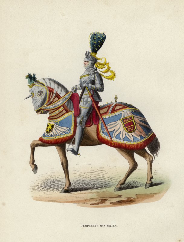 Kejsar Maximilian (färgad gravyr) av European School