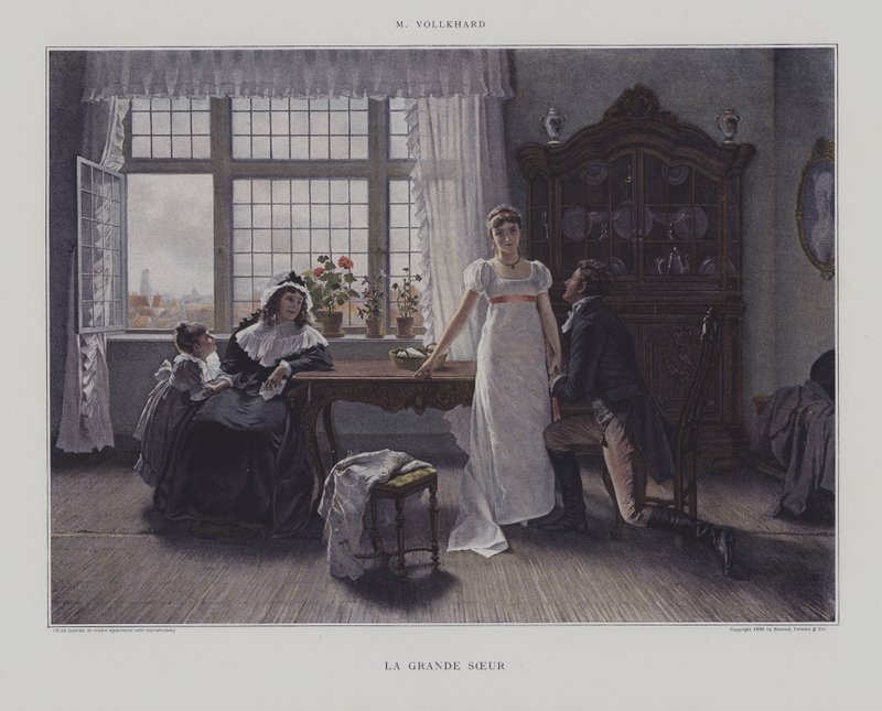The Big Sister (färg litho) av European School