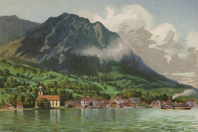 Lucernesjön: Beckenreid (färglitografi) av European School