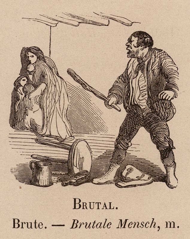 The Illustrious Vocabulary: Brutal; Djurisk; Brutale Mensch (gravyr) av European School