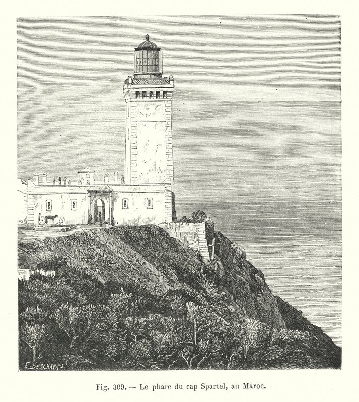 Cape Spartel fyr, Marocko (gravyr) av European School