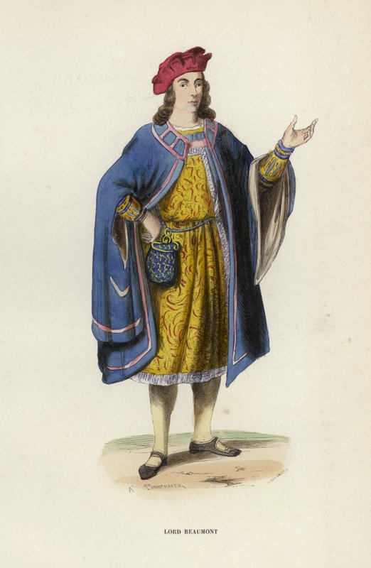 Lord Beaumont (färgad gravyr) av European School