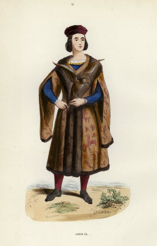 Louis IX (färgad gravyr) av European School