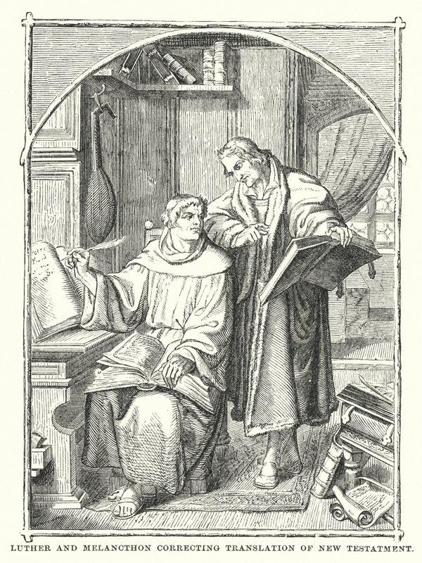 Luther och Melancthon korrigerar översättningen av Nya testamentet av European School