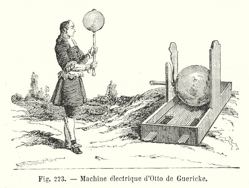 Otto de Guerickes elektriska maskin (gravyr) av European School