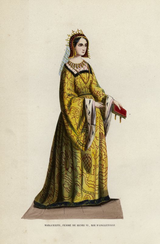 Marguerite, fru till Henrik VI, kung av England (färgad gravyr) av European School