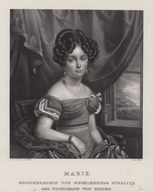 Marie, storhertiginna av Mecklenburg-Strelitz (litho) av European School
