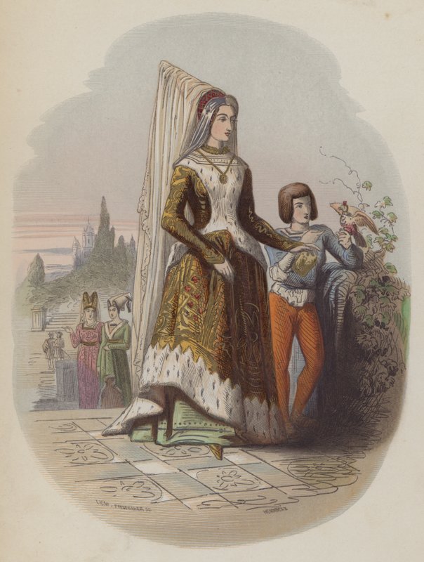 Maria av Bourgogne, första fru till den framtida helige romerske kejsaren Maximilian I (färgad gravyr) av European School