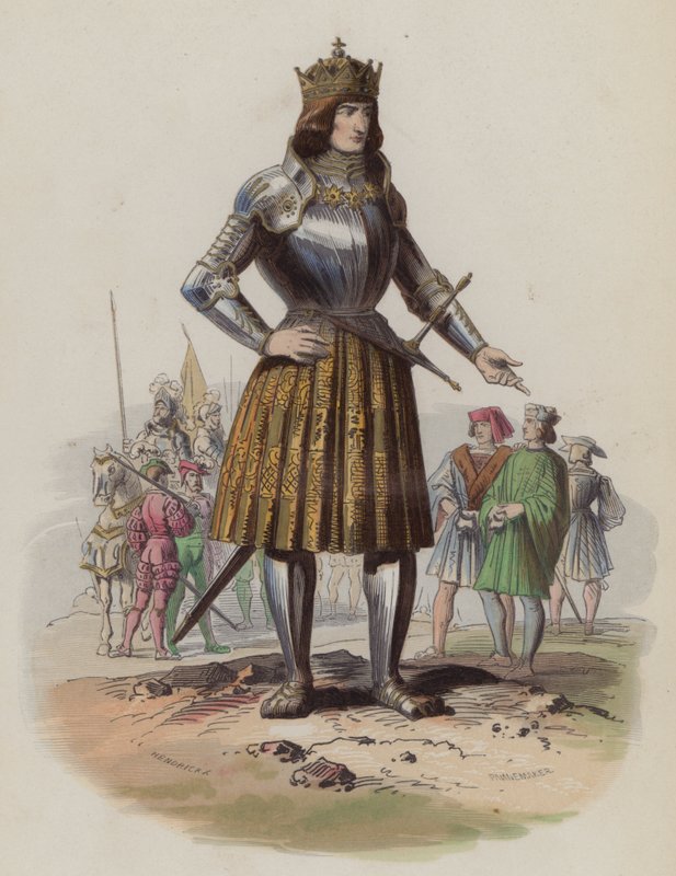 Maximilian I, helige romerske kejsare (färgad gravyr) av European School