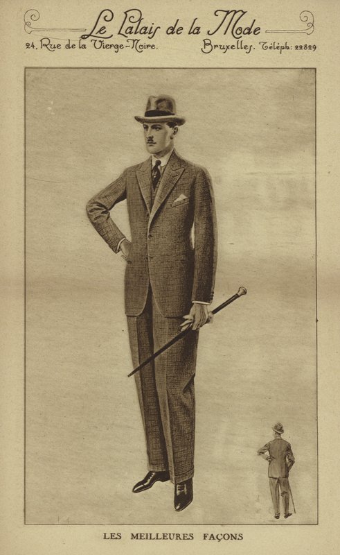 Herrmode cirka 1930-talet (litografi) av European School