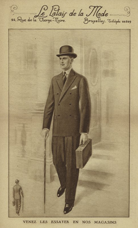 Herrmode cirka 1930-talet (litografi) av European School