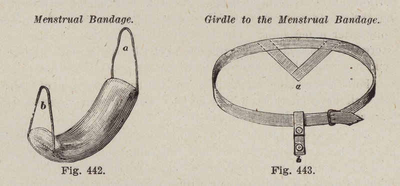 Menstruationsbandage; Gördel till menstruationsbandaget (litho) av European School