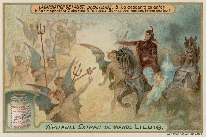 Mephistopheles anländer till helvetet med Faust av European School