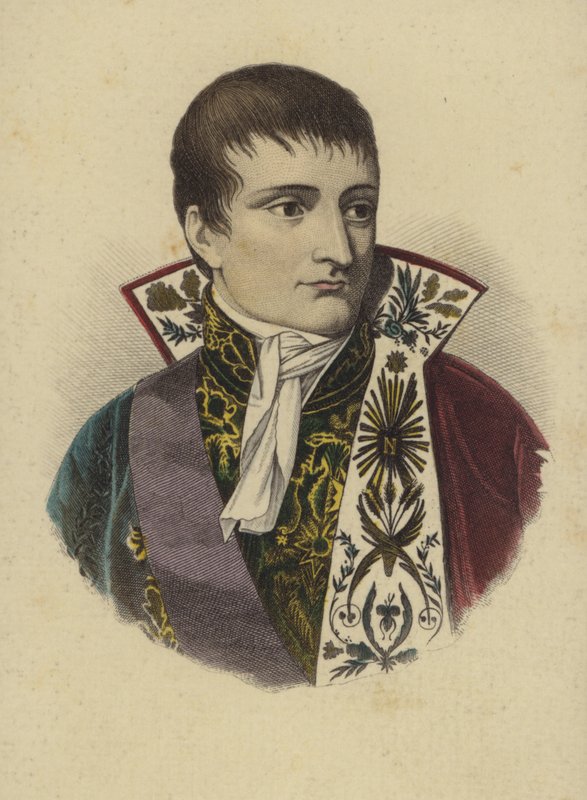 Napoleon Bonaparte (färgad gravyr) av European School
