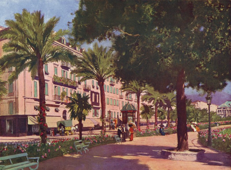 Nice, Avenue Massena (färglitografi) av European School