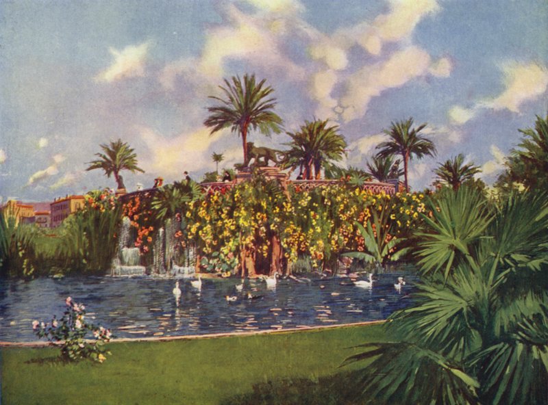 Nice, La Grotte du Jardin Public (färglitografi) av European School