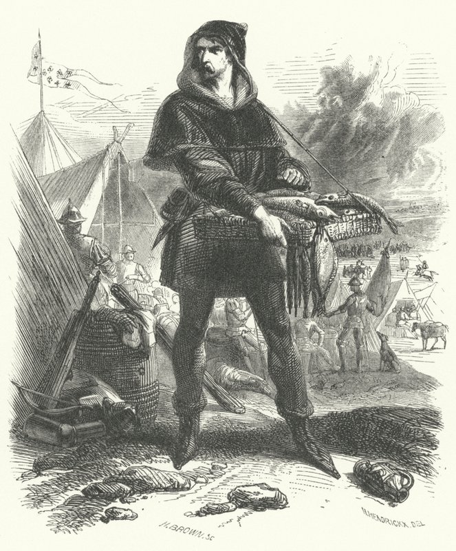 Nicolaas Zannekin, ledare för de flamländska bondeupproret 1323-1328 (gravyr) av European School