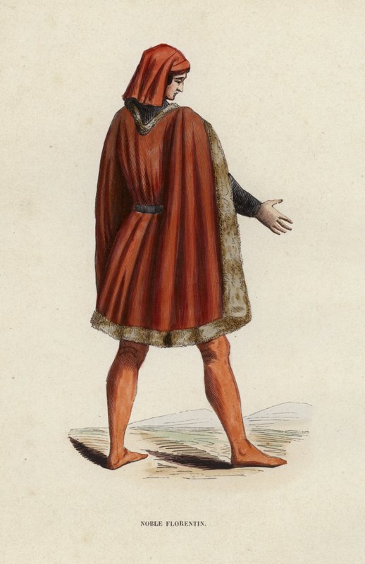 Noble Florentin (färgad gravyr) av European School