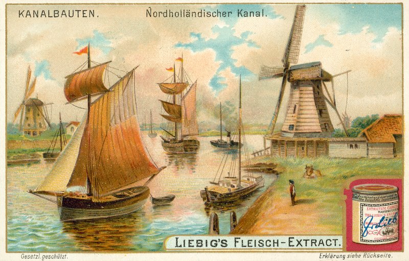 Noordhollandsch Kanaal, Nederländerna (kromolitografi) av European School