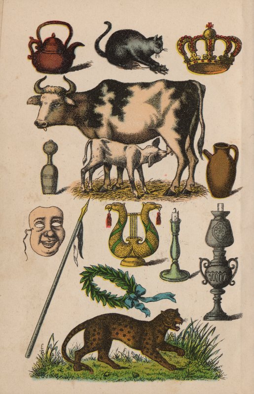Sida från den magiska boken (färg litho) av European School