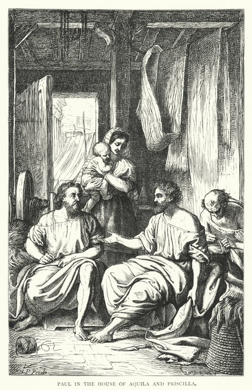 Paulus i huset av Aquila och Priscilla (gravyr) av European School