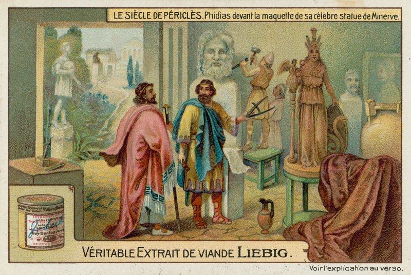 Phidias arbetar på sin berömda staty av Minerva av European School