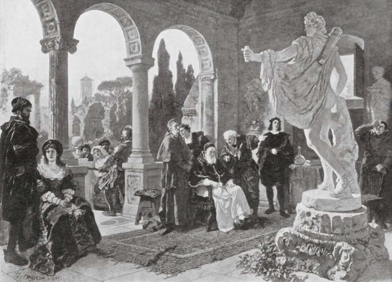 Påve Julius II och Apollo Belvedere (lito) av European School