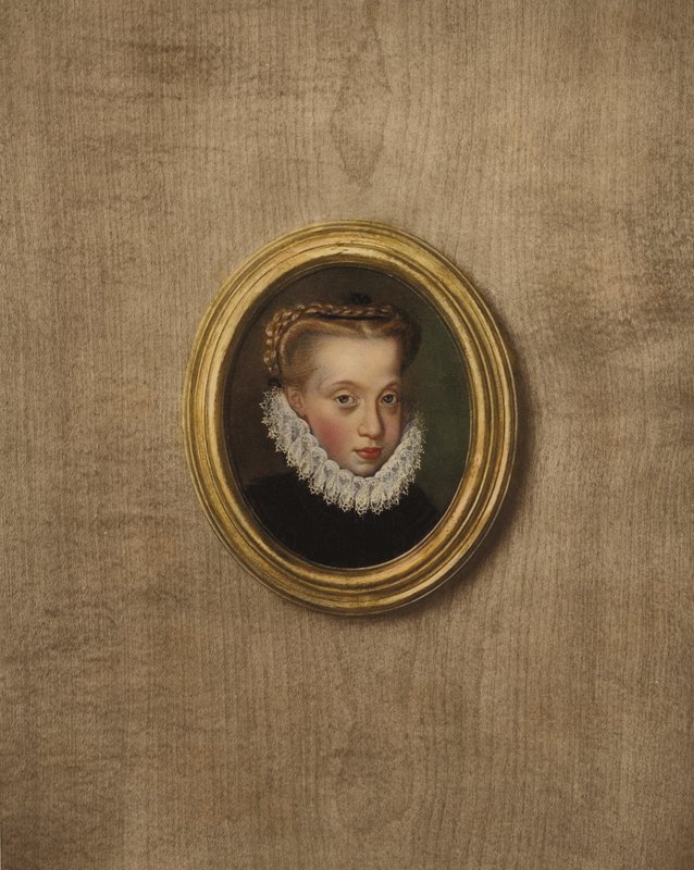 Porträtt av en ung prinsessa (färglitografi) av European School