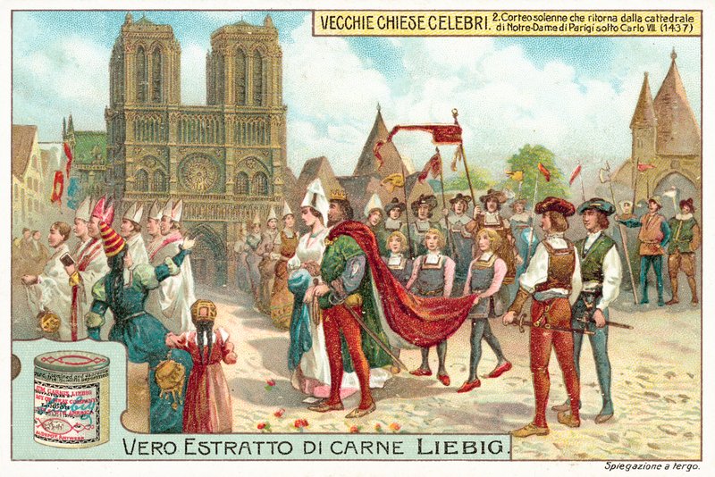 Procession som lämnar Notre Dame de Paris under Charles VII av Frankrikes regeringstid av European School