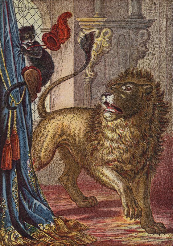 Puss In Boots (färg litho) av European School