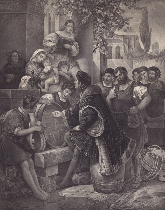 Raphael skissar jungfrun och barnet (litho) av European School