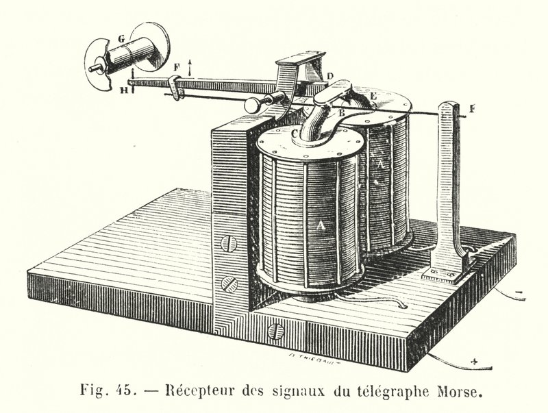 Mottagare av morse-telegrafsignaler (gravyr) av European School