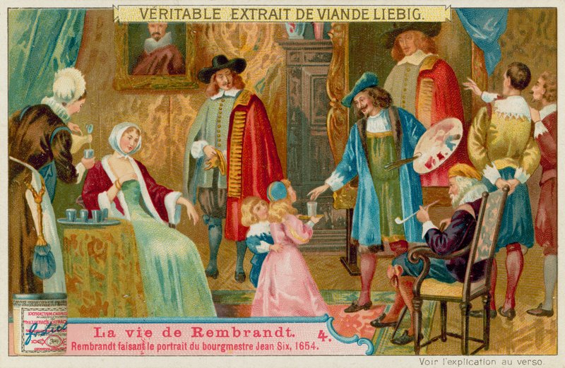 Rembrandt målar bilden av Jan Six av European School