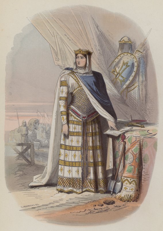Richilde, grevinna av Hainaut, grevinna gemål och regent av Flandern (färgad gravyr) av European School