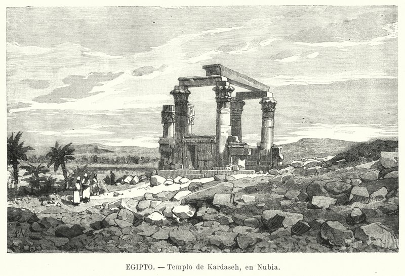 Romersk kiosk i Qertassi, Nubia (litho) av European School