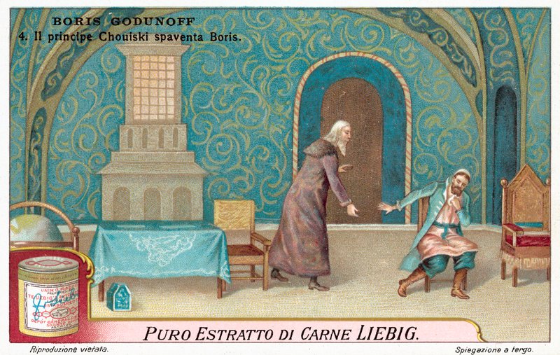 Scen från Modest Mussorgskys opera Boris Godunov (chromolitho) av European School