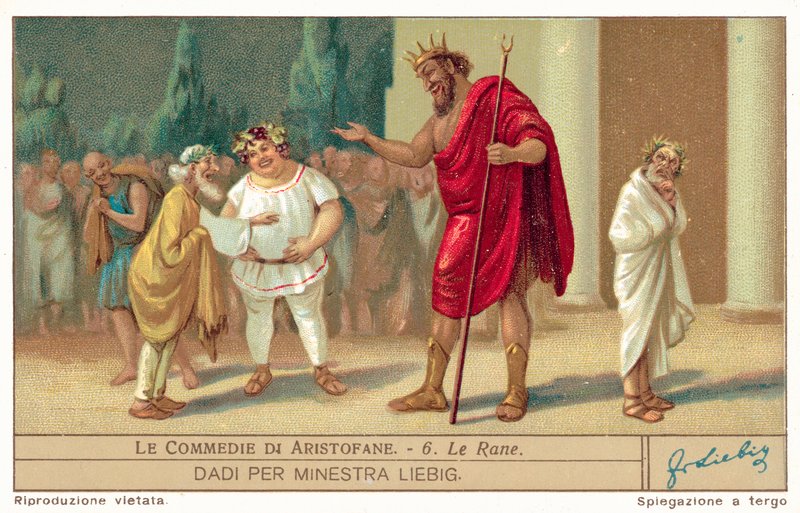 Scen från The Frogs (chromolitho) av European School