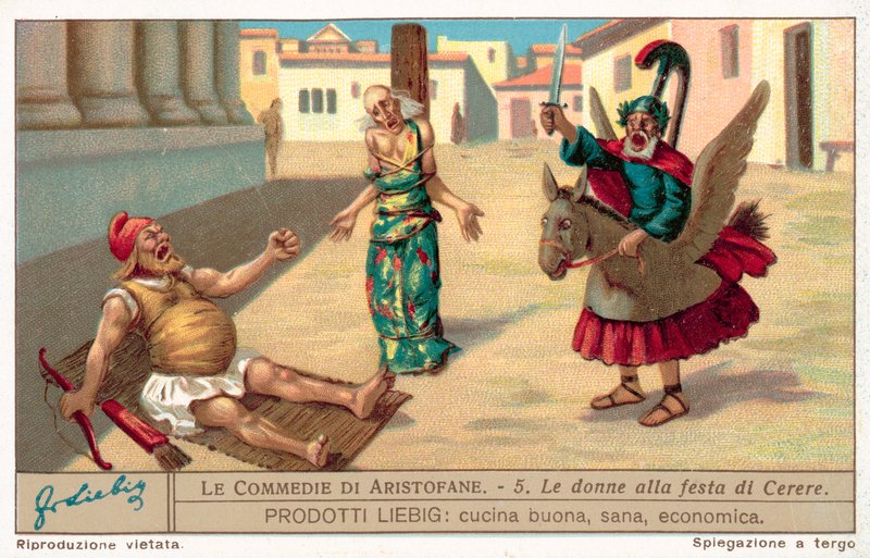 Scen från Thesmophoriazusae (chromolitho) av European School