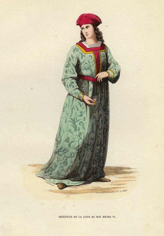 Lord of the Court of King Henry VI (färgad gravyr) av European School