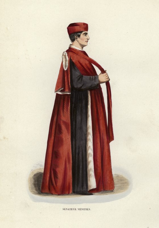 Senateur Venitien (färgad gravyr) av European School
