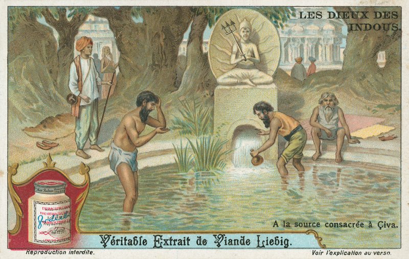 Shiva, indisk gud, Liebigkort, tidigt 1900-tal (chromo) av European School
