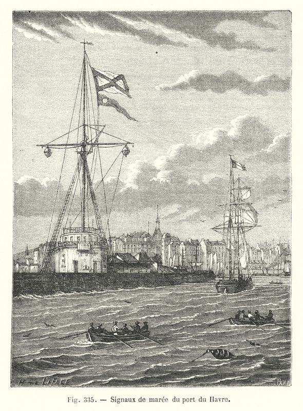 Tidvattensignaler från hamnen i Le Havre (gravyr) av European School
