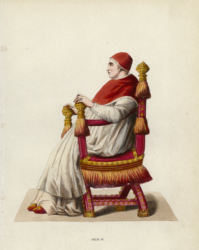 Sixte IV (färgad gravyr) av European School