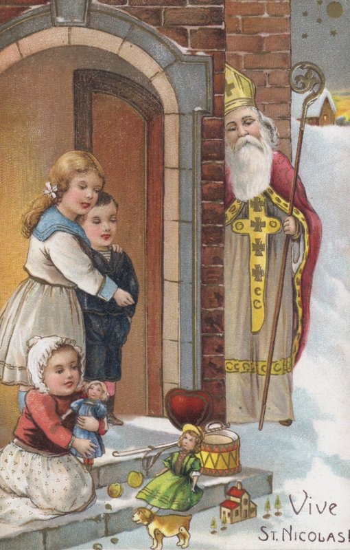 St Nicholas Day-kort (chromolitho) av European School