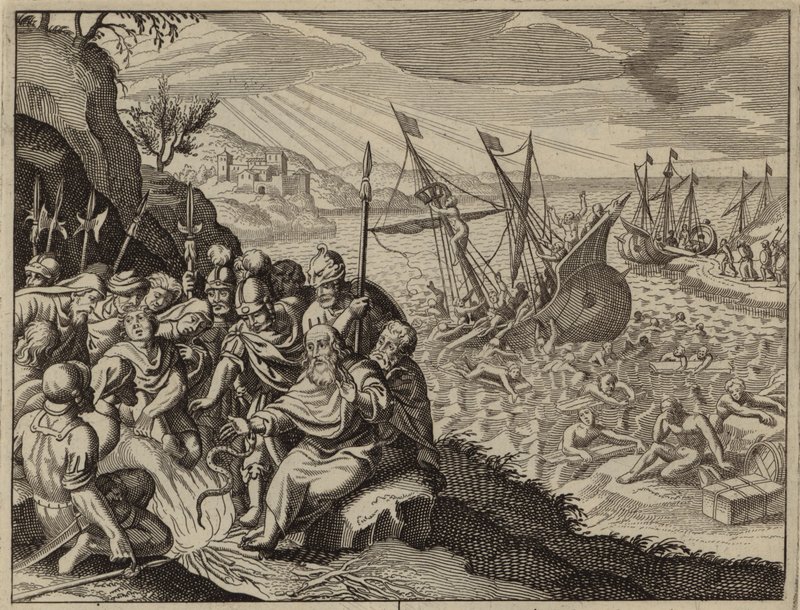 St Paul på Malta efter hans skeppsbrott (gravyr) av European School