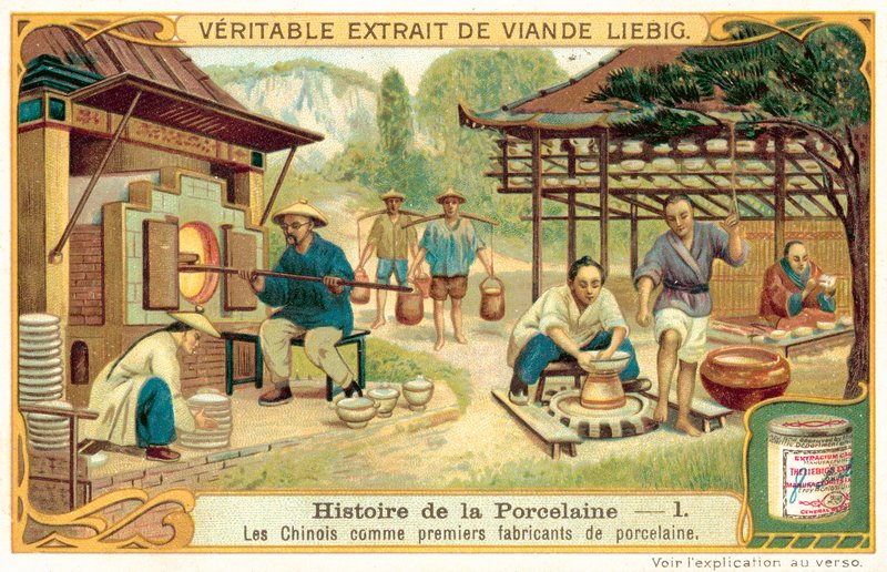 Kineserna, de första tillverkarna av porslin (chromolitho) av European School