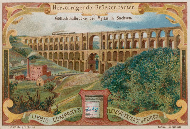 Järnvägsbron Goltzsch Viaduct, Mylau, Tyskland av European School