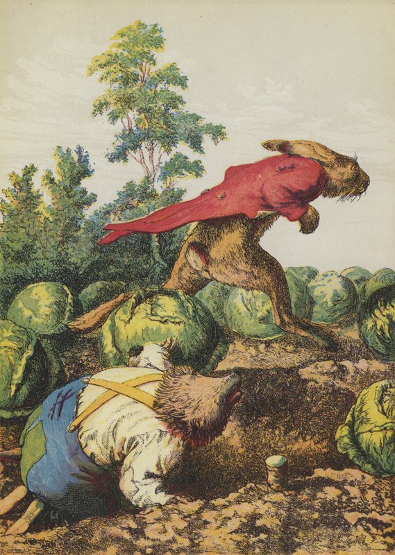 Haren och igelkotten (färglitografi) av European School