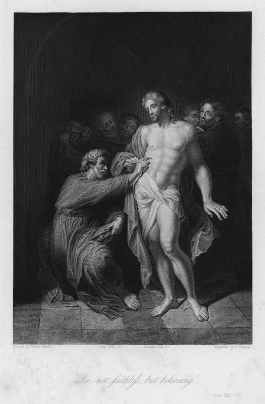 The Incredulity of St Thomas, John XX, 27 (gravyr) av European School